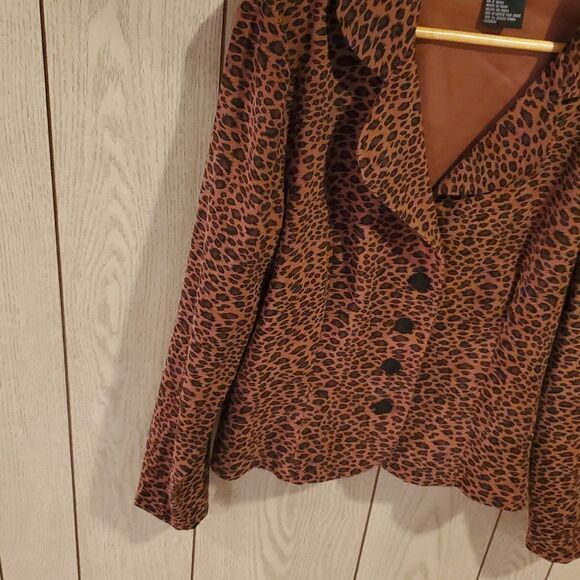 Brett Alexander - Leopard Print Fitted Jacket, Size 14, Padded shoulder - Picture 5 of 6